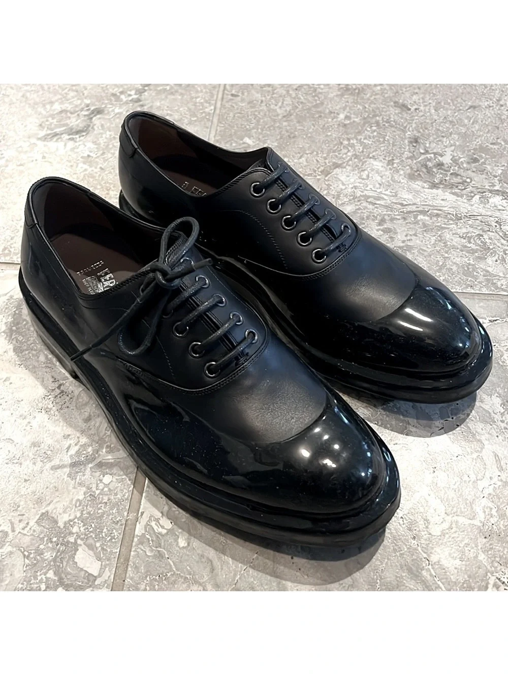Salvatore Ferragamo Dipped Leather Oxford Shoes Size 6 EEE NEW in Box + DustBag